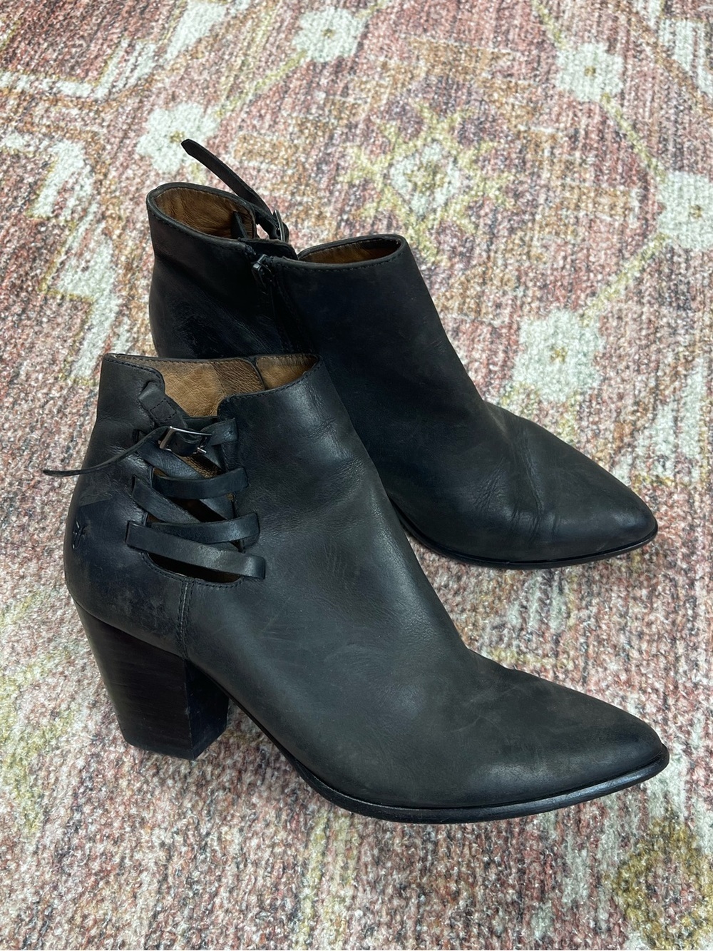 Frye Carson Belted Bootie Ankle Boots Black Size 10